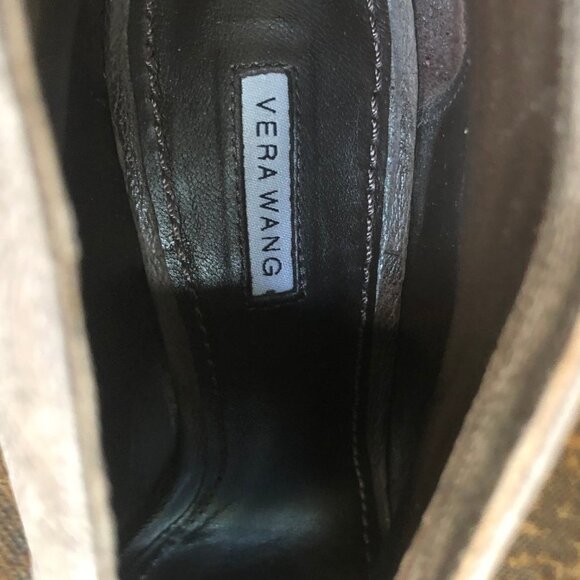 Vera Wang Royce Tan Peep Toe bow heels booties 6m - Picture 10 of 14